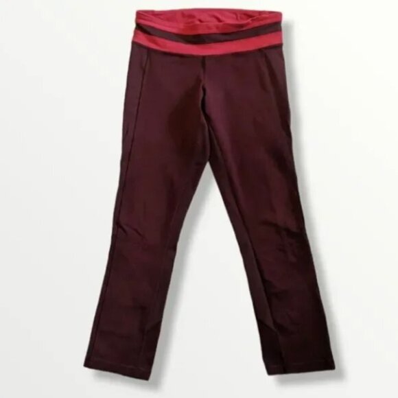 Lululemon Athletica Give Me Qi Crop Burgundy Workout Leggings SZ 4 - Picture 4 of 10
